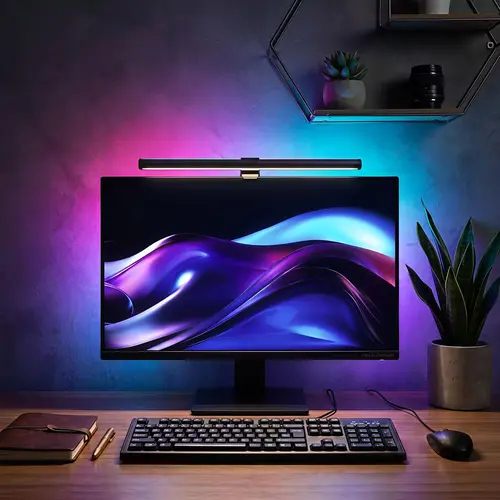 Bar-Shape RGB LED Monitor Light - USB Easy Power Lamp for PC & Laptop Screens, Touch Control, Eye Care, Dimmable, Indoor Lighting, ABS, Dual-Sided LED, Home Office Desk Lighting Accessory (Fits PC and Laptop Setups),sohochic