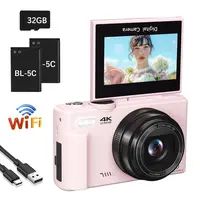 WIKICO Digital Camera, 4K 64MP Cameras for Photography with WiFi & 32GB TF Card, Autofoucs Vlogging Camera with 180° Flip Screen, Compact Vlog Travel Camera Kit for Beginner, Teens,summerwins