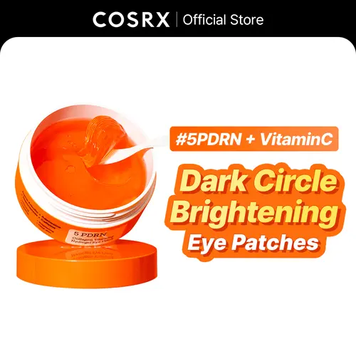 [COSRX Official] 5 PDRN Collagen Vitalizing Hydrogel Eye Patches (60pcs) - Dark Circle Eraser, Anti-Wrinkle, Eye Brightener, Pigmentation Corrector, Dark Spot Reducer, Plumper - 5 Types of PDRN, Vitamin C, Glutathione, Niacinamide