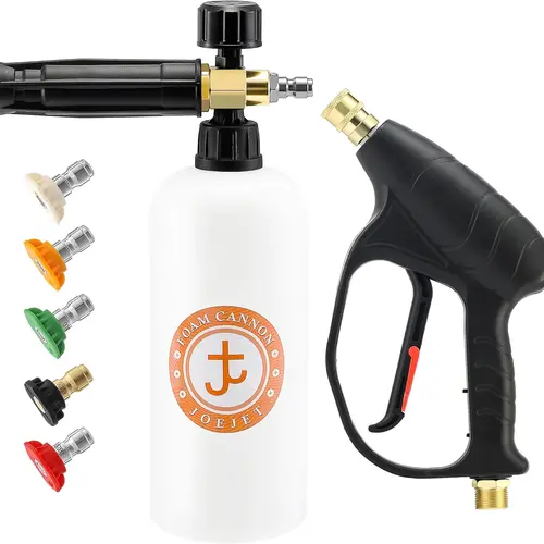 JOEJET Pressure Washer Wand with Foam Cannon, Car Wash Foam Wand with 1/4” Quick Connector 5 Pressure Washer Nozzle Tips 1 Liter Compatible with M22-14mm Fittings, DealsForYouDays,car accessories,toolupgrade