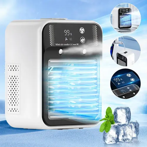 【BackToSchool】  Portable Air Conditioner Mini Personal ac Unit Upgraded Air Cooler Cooling Fan Small Air Conditioner 2 Speed Cool Mist & Speeds for Room Office Camping Car Humidifier Fan Multifunctional Fan,toolupgrade