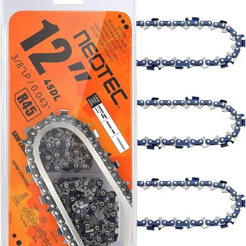 【toolupgrade】NEOTEC  12'' Chainsaw Chain, 3/8"LP Pitch,0.043" Gauge 45 Drive Links R45 Chain Fits for Dewalt Craftsman Makita and more[Pack of 3 Chains]