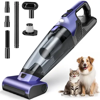 Heapets VC036S WandVac Pet Hair Cordless Handheld Vacuum: 20000PA High Power Car Vacuum with Motorized Brush and LED Light, Rechargeable Hand Held Vacuum Cleaner with Reusable Filter for Car, Home, Office & Pet,back to school,back to school haul,sohochic