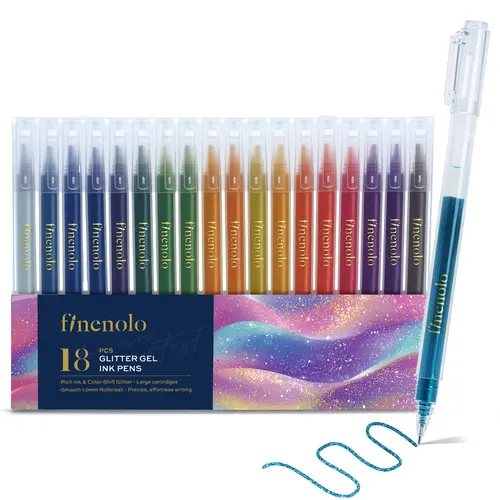 Finenolo Glitter Gel Pens - Vibrant Sparkle Colorful Gel Ink Art Marker Pens, Fine Tip Markers with 800% More Ink for Adult Coloring Books, Drawing (DealsforYouDays)