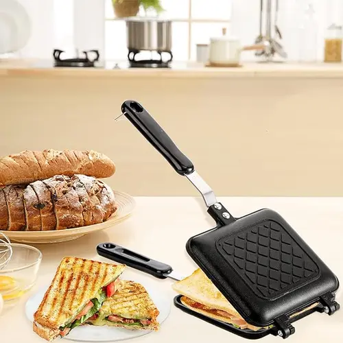 JASISS Grid Pattern Sandwich Pan - Cookware, Induction Safe, Compatible with Gas Stoves, Ideal for Home Kitchens and Gatherings