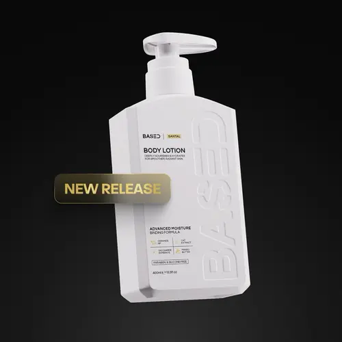 BASED Body Lotion | Santal Scent | Advanced Moisture Binding, Deeply Nourished, Visibly Radiant | Simple, Effective, BASED.