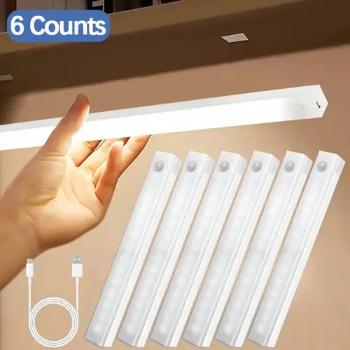 Magnetic LED Motion Sensor Light Strip Set - USB Rechargeable, Adjustable Energy-Saving Home Lighting, Modern LED Indoor Use Lights with Magnetic Snapon Wireless Install for Kitchen - Ideal Mother's Day Gift