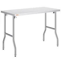 VEVOR Foldable Commercial Stainless Steel Prep Table (48 x 24 x 34 in), Heavy-Duty 300 lbs Load Workstation for Home Kitchen, Restaurants, Hotels, Garage#SohoChic