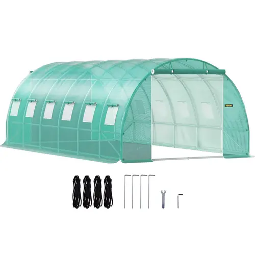 VEVOR Walk-in Tunnel Greenhouse, Portable Hot House, Max. 20 x 10 x 7 ft, Galvanized Steel Hoops, 3 Top Beams, 2 Zippered Doors, Diagonal Poles VEVOR Super Brand Day#SohoChic