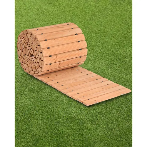 VEVOR Cedar Material Wooden Garden Pathway, 16 ft L x 17 in W, Non-Slip Roll-Out Straight Walkway with Wire Rope Connection, Decorative Paver for Patio, Backyard Weddings, Camping, Great For Backyard Weddings#SohoChic