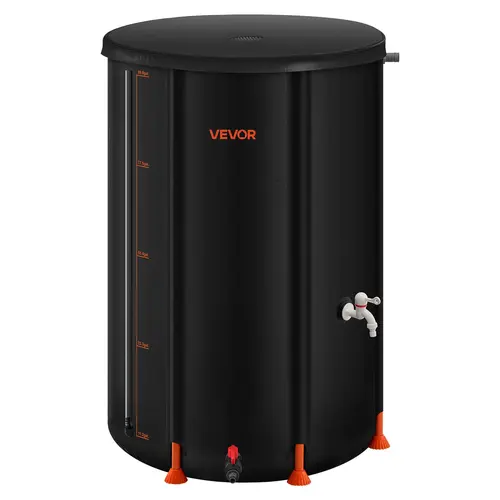 VEVOR Collapsible Rain Barrel,  , 100 Gallon Portable Rain Water Collection Barrel, 1000D PVC Rainwater Collection System, Garden Water Catcher Tank Storage Container with Spigot & Overflow Kit, Black#SohoChic