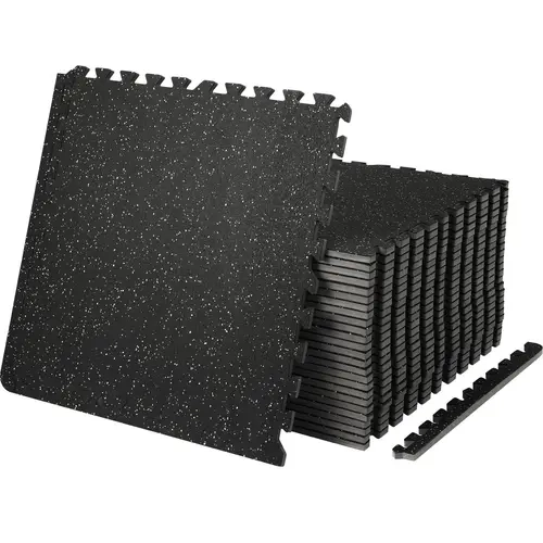 VEVOR 25 PCS 1/2 inch Thick Gym Floor Mats, 24" x 24" EVA Foam & Rubber Top Interlocking Workout Floor Mats with 100 sq.ft Coverage, Waterproof Exercise Puzzle Flooring for Gym, Home, Garage, Basement#SohoChic