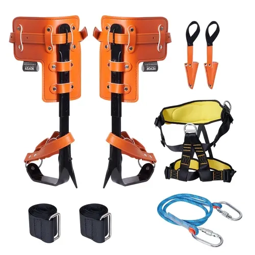 VEVOR Arborist Tree Climbing Spikes Set, 1 Pair Alloy Steel Forged Spikes with Adjustable Strap, Rope, Harness, 13.2"-17" Corrosion-Resistant Safety Gear, 350lbs Load Capacity, Easy Grip Climbing Accessories for Arborism, Fruit Picking#SohoChic