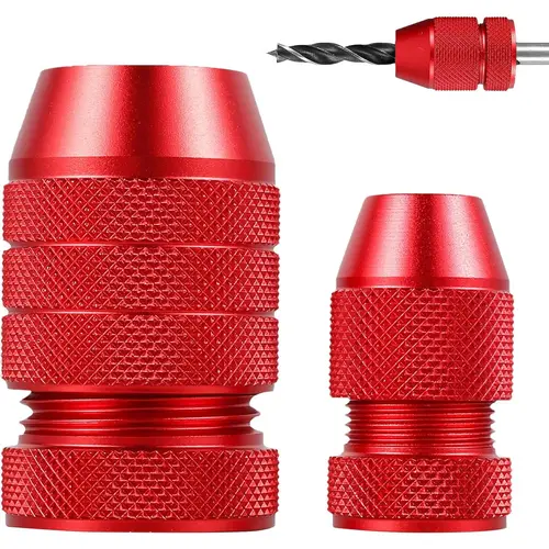 2-Piece Adjustable Drill Bit Depth Stop Collar Set, CNC Aluminum Split Ring Drill Limiter with Nylon Inner Ring, Fits 5/64" to 7/16" Bits, Precision Woodworking Tool for DIY, Professional Drilling Depth Control (Red) toolupgrade