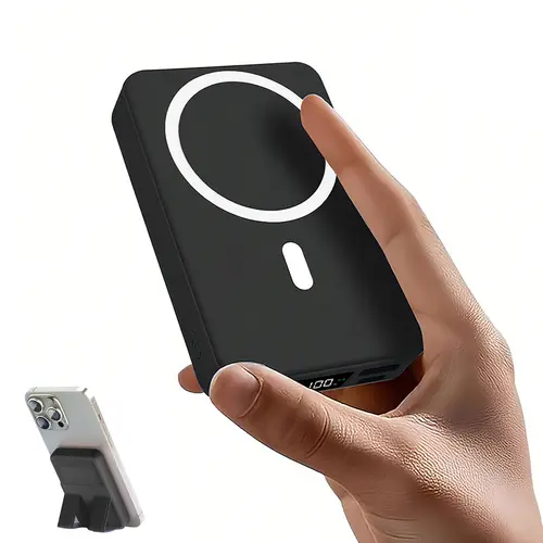 10000mAh Magnetic Power Bank with Foldable Stand & LED Digital Display, Portable Wireless Charger for iPhone, USB-C Charger for Android,sohochic