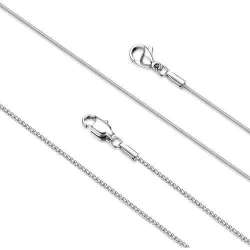 CASSIECA 1mm Super Thin & Strong Stainless Steel 2-Strand Round Snake Box Chain Necklace, 16-30 Inch, Necklaces for Women for Daily Wear