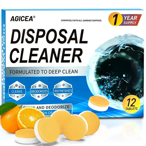 AGICEA Garbage Disposal Cleaner Tablets 12-Pack– XL Foaming Citrus Deodorizer for Sink Odor Removal，Summervibes