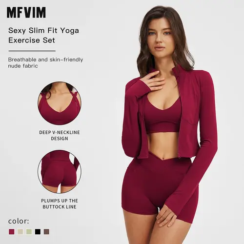 MFVIM Women’s 3 Piece Sportswear Set High Waisted Impact Compression Butt Lifting Yoga Pants, Stretchable Activewear Athleisure for Gym, Workout, Sportswear Indoor Outdoor,summerwins,travel essentials,camping essentials,sohochic