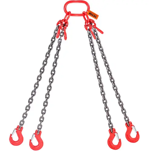 VEVOR Industrial Heavy Duty Grade 80 Manganese Steel Lifting Chain Sling, 11000 lbs Load Capacity, 5/16" Thick Chain x 5' Size, Grab Hooks, DOT Certified, Blackened Steel Looks Pro, Rust-Resist Coat, Adjustable Length, for Logs, Engines Lifting,toolupgrad