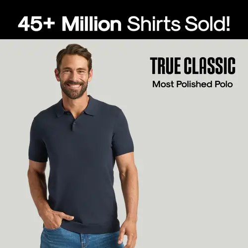 True Classic Men’s Sweater Polo – Dressy Short Sleeve Knit Polo with Stretch, Moisture-Wicking & UPF 30