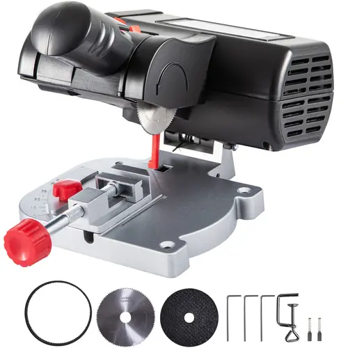 【toolupgrade】VEVOR Portable Mini Miter Cut-Off Saw (Power Tools), 2 Steel & Resin 2-5/16" Saw Blades, 1/2" Depth, 0-45° Benchtop Wood Cutting Machine for Copper, Aluminum, Zinc, Plastic in Hobby Craft