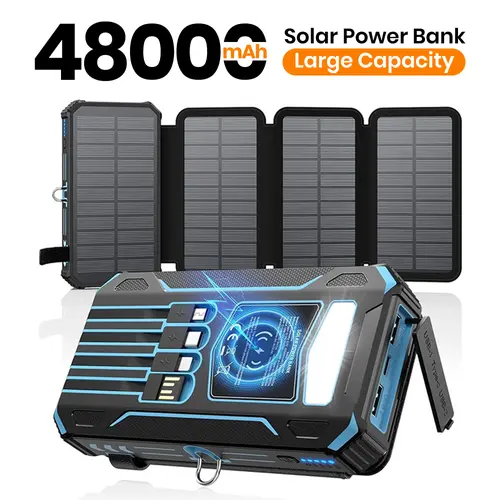 Solar Power Bank Solar Charger 48000mAh 3A Fast Charging Phone Charger External Battery Pack 3 Outputs Solar Portable Charger for Cellphone Tablet,back to school,back to school haul,sohochic