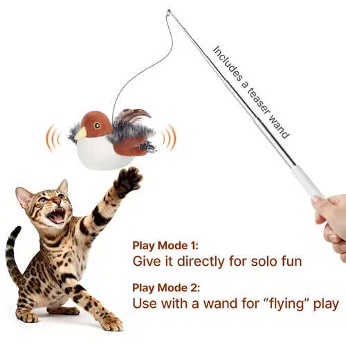 Potaroma Flapping Bird Cat Toy, Lifelike Bird Chirping Sound, Touch-Activated Safe Kitten Toy Rechargeable Hangable, Interactive & Durable Cat Exercise Toys #SummerVibes #petlovers