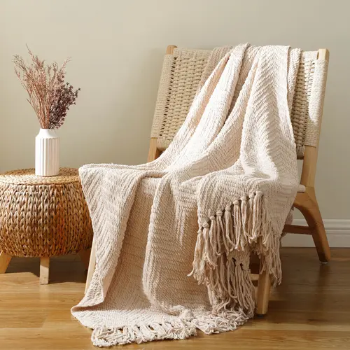 Battilo | Chenille Knitted Throw Blanket - Soft Touch, Cozy Knit Texture, Colorfast, All Seasons Bedding, Living Room Decor, Holiday Gift Soft Cozy Blanket