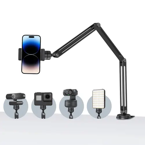EMEET Metal Adjustable Clamp Mount Articulating Arm - Flexible Overhead Desk Stand with Thread Adapter, Friction Boom for Smartphones, Webcams, Cameras | Mobile Phone Accessories for Content Creators (Standard Design) tiktokshopbacktoschool, Cellphone, St