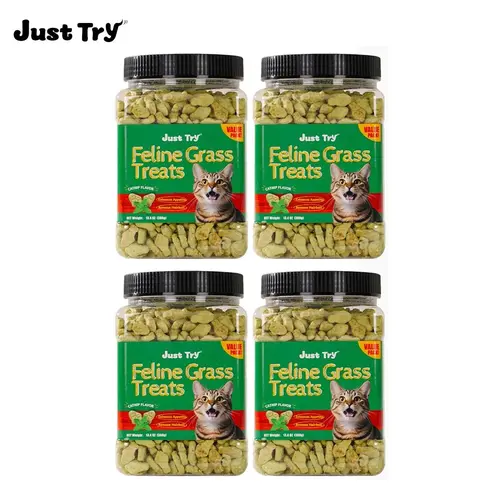 JUST TRY Cat Treats for Indoor Cats Hairball Control Natural Salmon Healthy Cat Grass Treats Kitten Snacks Training Biscuits Catnip for Cats Dental Care 14.1 OZ,back to school #backtoschool #sohochic