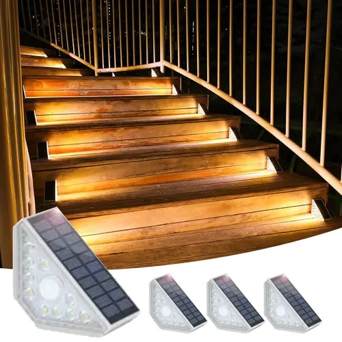 【On Sale】8/6/4 Pcs Solar Step Lights Outdoor,  Motion Sensor Outdoor Stair Lights Waterproof IP67, Solar Powered LED Outdoor Step Lights Decor for Yard Garden Porch Patio Pathway Deck, Warm White, Dimmable Patio Lights, Durable Waterproof Light, Outdoor L