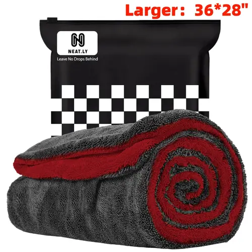 Largest 36''x28'' Double Twisted Loop Car Drying Towel, 1400GSM Ultra-Absorbent Microfiber Drying Towel for Automotive Detailing Vehicle Wash Kit, Car Detailing Products, Auto Detailing Supplies, Car Care Products, Microfiber Drying Towels For Cars