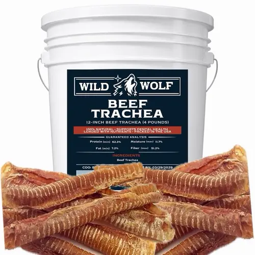 10-12” Beef Trachea Bucket (4 lbs) 100% Natural Dog Chew Treats - Single-Ingredient Training Treats