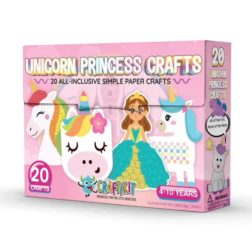Craftikit 20 Arts and Crafts for Kids Ages 3-10 Years, All-Inclusive Craft Kits, Fun Toddler Craft Box for Girls, Boys in Preschool, with Envelopes, Glue Stick, Tape - Low-Mess, Easy-to-Complete Cool Gifts for Creativity & Fine Motor Skills