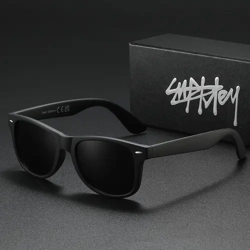SUPKLEY Unisex Simple Casual Polarized Square Sunglasses with TAC Lenses, Suitable for Campus, Driving and Daily Wear, Anti-Glare Design, Trendy Essential Accessory for Outdoor Activities, Fashionable Multifunctional Shades, Cool Polarized Glasses