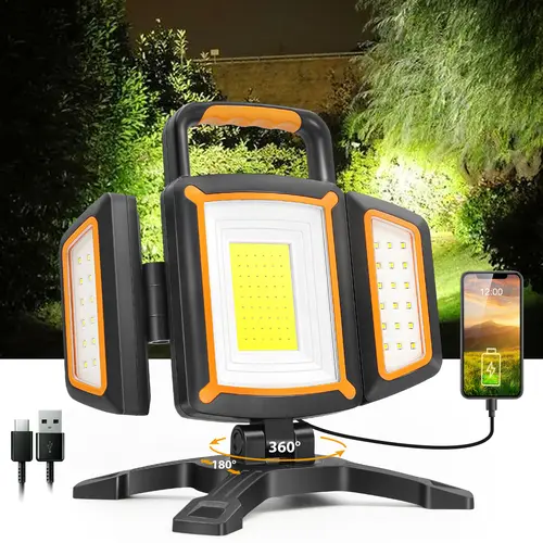 【Toolupgrade】Tresda 30W Cordless LED Work Lamp - 3000lm Beam, Magnetic Base, Cordless Handle, Waterproof, Rechargeable, 0-49W Workshop Light with 30W Output for Heavy Tasks (Portable for Construction Sites)