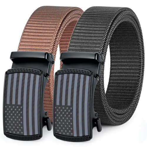 Men's American Style American Flag Trim-Adjustable Ratchet Belt, Heavy-Duty Tactical Nylon Webbing with Easy-Slide Buckle, for Casual & Work Wear, Work Accessories, Accessories Adults, Unique Gifts for Man,sohochic