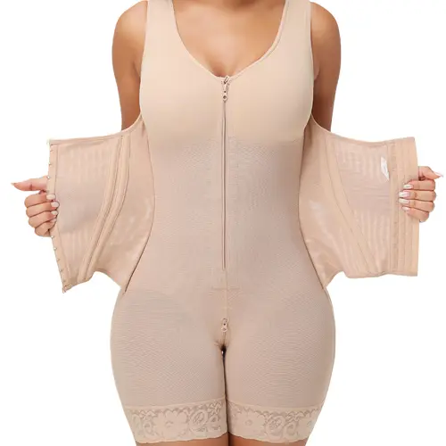SHAPSHE Faja Compression Shapewear for Women Double-Layer Fabric Built-in Bra Adjustable Straps Zipper Crotch Breathable