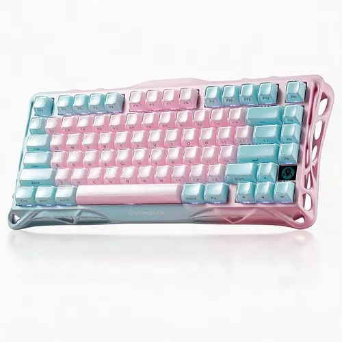 GravaStar Mercury K1 Lite 75% Lumen Rose - Wireless Creamy Keyboard, Mechanical Gaming Keyboard 75% Gasket Hot Swappable with Pre-Lubed Linear Switches, RGB Backlit, Pink creamy keyboard summerwins DealsForYouDays, Gasket Structure Keyboard, Usb Rechargea