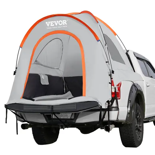 【toolupgrade】VEVOR Double-Layer PU Fabric Truck Bed Tent, GMC Sierra Compatible, Insect-Proof Overlanding Truck Conversion Tent, PU2000mm Waterproof, with Rain Layer & Carry Bag, Fits 2-3 People, for Camping & Outdoor Activities