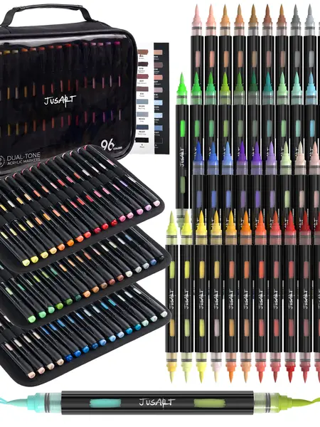 【Back to school shopping】96/72/48 Colors Dual-Tone Acrylic Markers – Double-Ended, Vibrant, Versatile, and Colors Can Overlap for Art, Coloring, & DIY Projects,tiktokshop ,back to school haul supplies