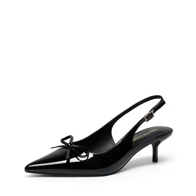 Dream Pairs Women's Kitten Heel Pointed Toe 2.17 Inch Low Slingback Bow Tie Pumps Cute Comfortable Chic Classic Date Shoes for Girls Summer Spring Footwear Dress Shoes All Day Wear,sohochic