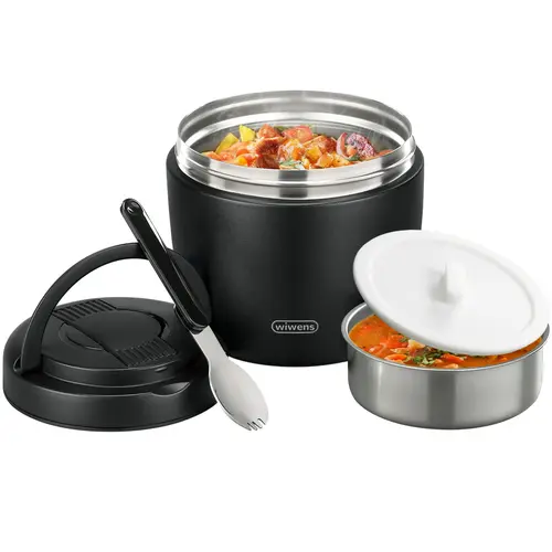 [TikTokShopBackToSchool]wiwens Thermo Food Jar for Hot Food Adults 32OZ Soup Thermo Lunch Containers Wide Mouth Vacuum Insulated Stainless Steel Leakproof Bento Box with Spoon Bowl