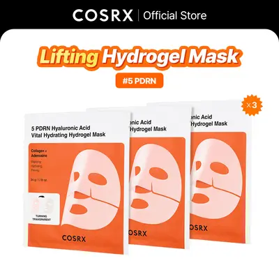 [COSRX Official] 5 PDRN Hyaluronic Acid Vital Gel Mask 3 Sheets Hydrating Hydrogel for Vitality Glow & Firmness with PDRN & Hyaluronic Acid Collagen Moisturizing Mask Collagen Moisturizing Mask