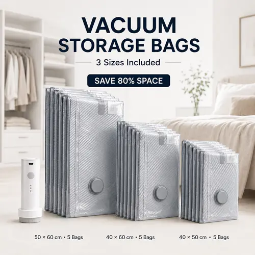 【2026 Upgraded】Cordless Travel Vacuum Storage Compression Bag Set with Rechargeable air Pump 9/15 Pack Waterproof & Reusable Compression Packing Bags for 2 Size,140L/Min Powerful Air Removal，Perfect for Carry-On Suitcases,Valentine's Day gift
