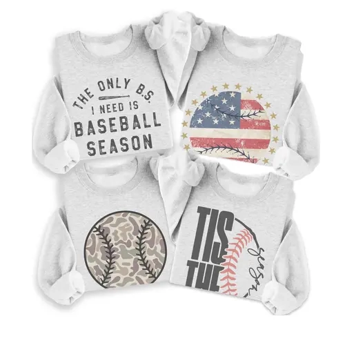 Vintage Baseball Sweatshirt Retro Baseball Game Sports Pullover Camo Baseball Sweater Flag USA Baseball Crewneck Casual Unisex Top