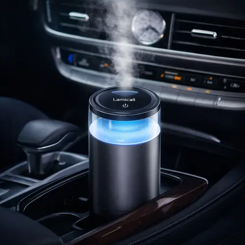 Lamicall Smart Cloud Mist Aroma Diffuser - Leak-Proof Auto Shut-Off, Soft Ambient Light, Alpine Fresh Solid Fragrance, Long-Lasting Scent, Car Deodorizer, Scented Deodorizer Car Fragrance for Home Office Use