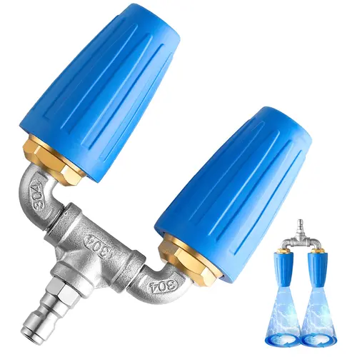 Ridge Washer 2-in-1 Turbo High Pressure Nozzle - 4000 PSI, 2.0 Orifice, Stainless Steel Quick Connect, 4-6 GPM, Blue Plastic Exterior, Brass, 140°F Heat Ready, Powerful Flow, Wand, for Decks/Car Wash (DealsForYouDays), High Pressure Washer,toolupgrade