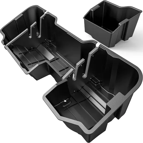 【toolupgrade】OEDRO Upgraded Under Seat Storage Box Fit with 2019-2026 Chevy Silverado/GMC Sierra 1500, 2020-2026 Silverado/Sierra 2500HD 3500HD Double Cab & Crew Cab, 2-in-1 Underseat Storage Black Tool Box