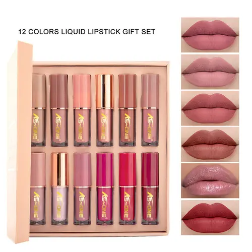 12-Color Liquid Lipstick Gift Set – Matte Pearlescent Finish, Non-Fading, Long-Lasting, Moisturizing for Full Lip Color, Everyday Lip Makeup & All-Day Wear - Perfect Beauty Gift for Women, Lip Cosmetics & Makeup Sets,back to school,sohochic
